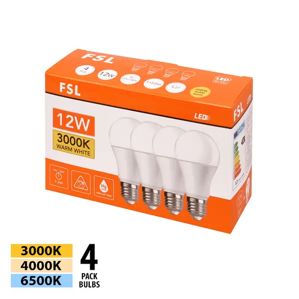 LED LAMP CAP FSL E27 12W A60 4pcs SET IMAGE